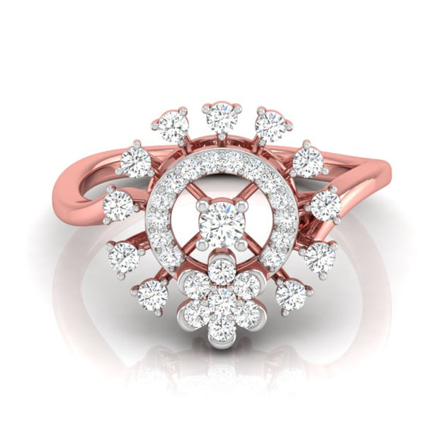 0.38Ct Halo Floral Cocktail Lab-Grown Diamond Gold Ring
