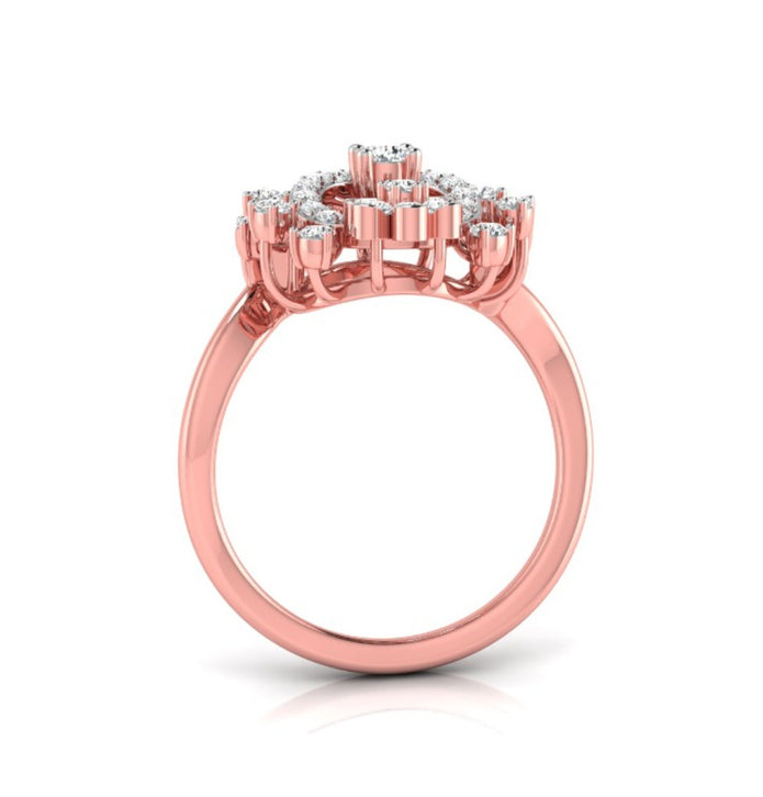 0.38Ct Halo Floral Cocktail Lab-Grown Diamond Gold Ring