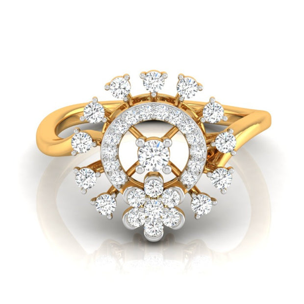 0.38Ct Halo Floral Cocktail Lab-Grown Diamond Gold Ring