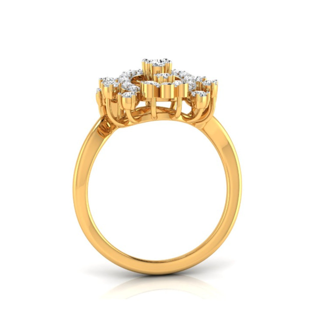 0.38Ct Halo Floral Cocktail Lab-Grown Diamond Gold Ring