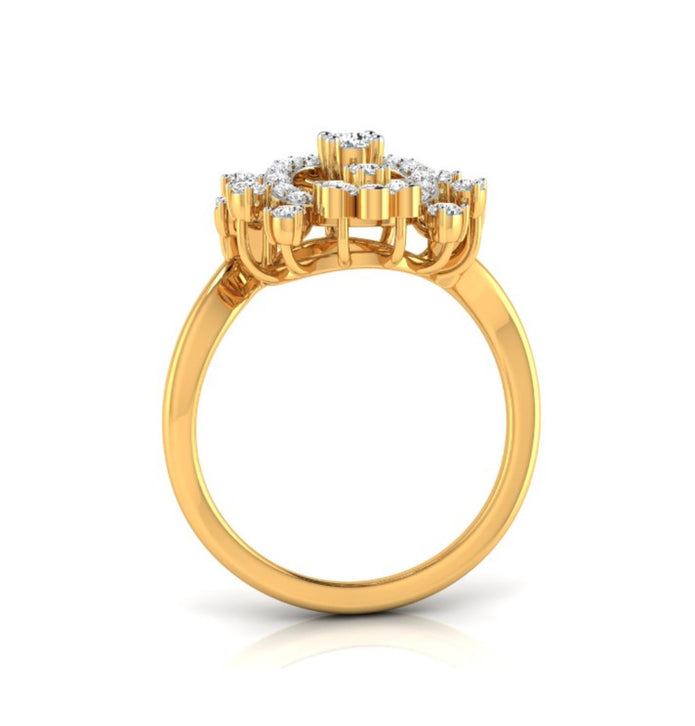 0.38Ct Halo Floral Cocktail Lab-Grown Diamond Gold Ring