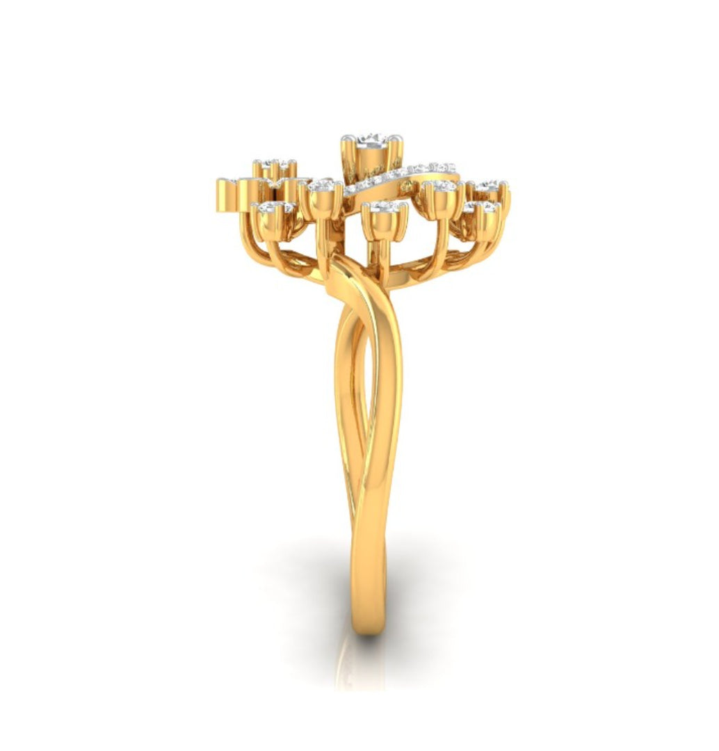 0.38Ct Halo Floral Cocktail Lab-Grown Diamond Gold Ring