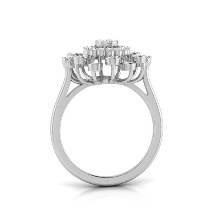 0.33Ct Sunburst Flower Design Lab-Grown Diamond Gold Ring