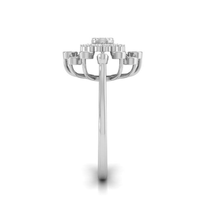 0.33Ct Sunburst Flower Design Lab-Grown Diamond Gold Ring