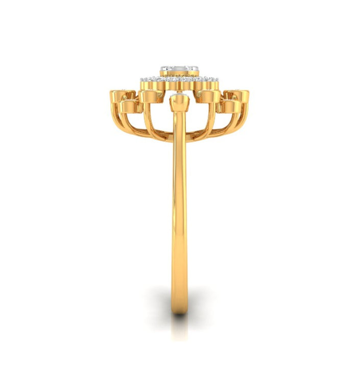 0.33Ct Sunburst Flower Design Lab-Grown Diamond Gold Ring