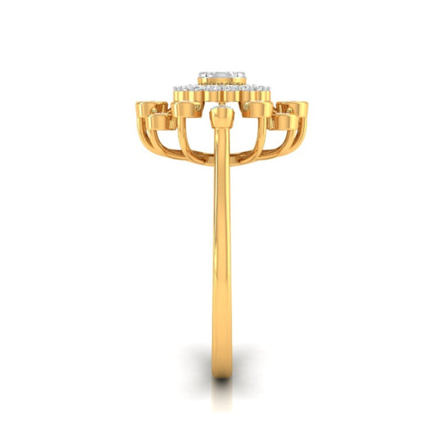 0.33Ct Sunburst Flower Design Lab-Grown Diamond Gold Ring