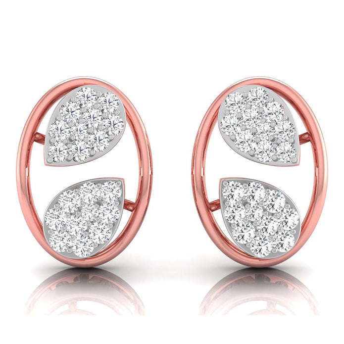 0.20Ct Leaf Design Round Lab-Grown Diamond Gold Stud Earrings
