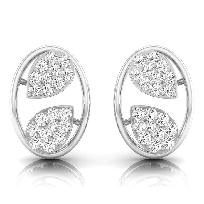 0.20Ct Leaf Design Round Lab-Grown Diamond Gold Stud Earrings