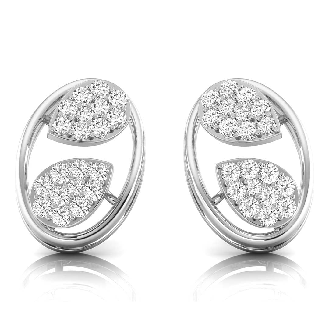 0.20Ct Leaf Design Round Lab-Grown Diamond Gold Stud Earrings