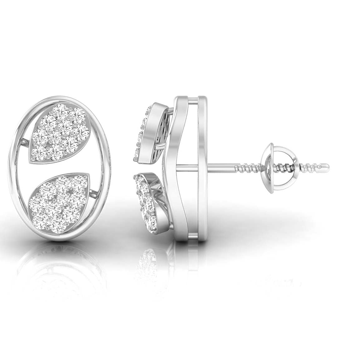 0.20Ct Leaf Design Round Lab-Grown Diamond Gold Stud Earrings