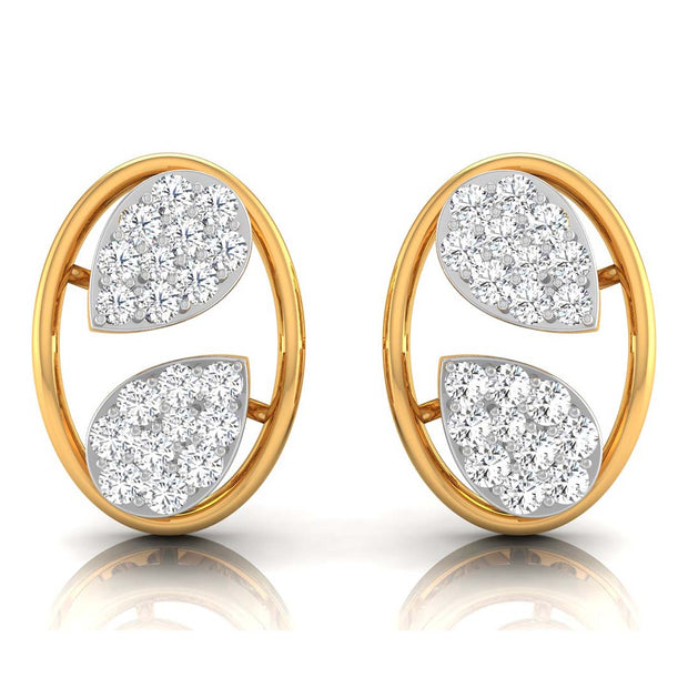 0.20Ct Leaf Design Round Lab-Grown Diamond Gold Stud Earrings