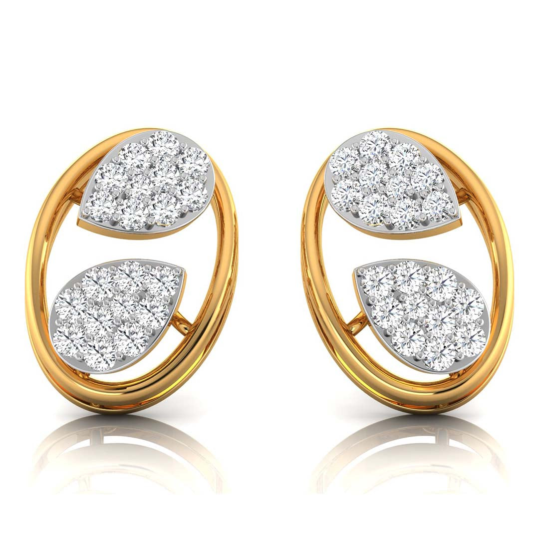 0.20Ct Leaf Design Round Lab-Grown Diamond Gold Stud Earrings