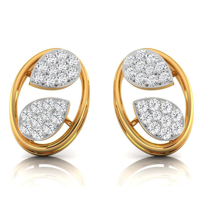 0.20Ct Leaf Design Round Lab-Grown Diamond Gold Stud Earrings