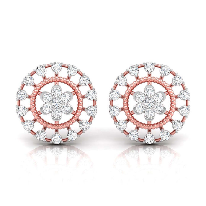 0.49Ct Flower Shape Round Lab-Grown Diamond Gold Stud Earrings