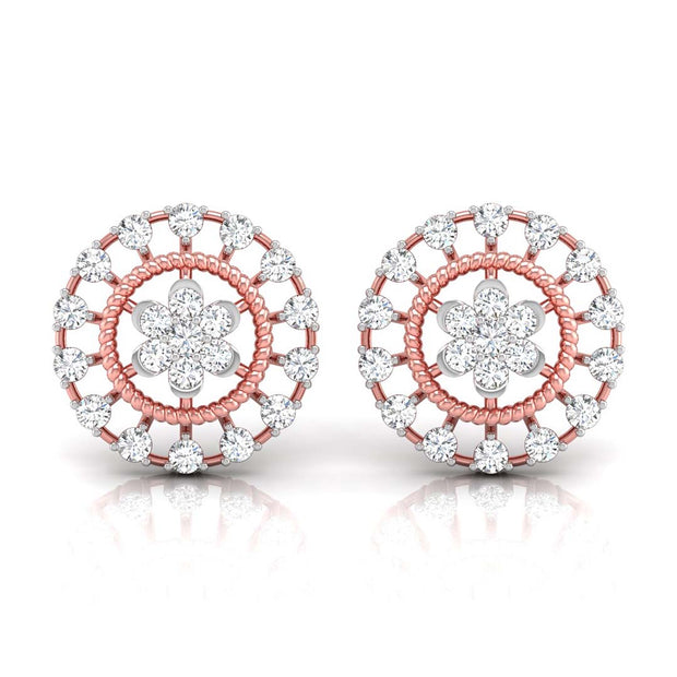 0.49Ct Flower Shape Round Lab-Grown Diamond Gold Stud Earrings