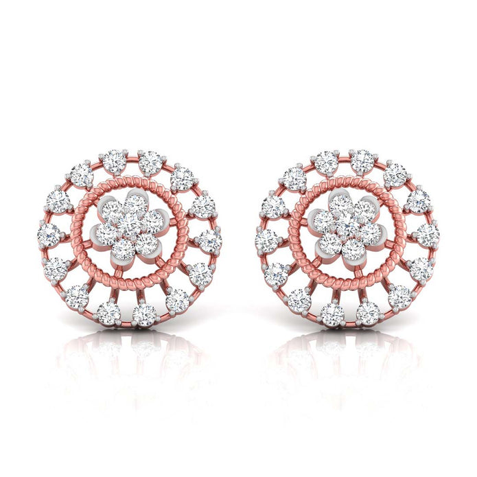 0.49Ct Flower Shape Round Lab-Grown Diamond Gold Stud Earrings
