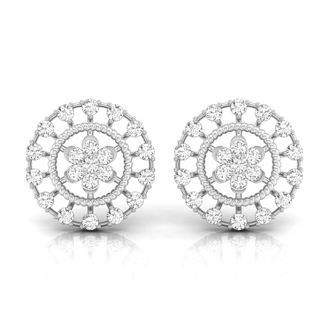 0.49Ct Flower Shape Round Lab-Grown Diamond Gold Stud Earrings