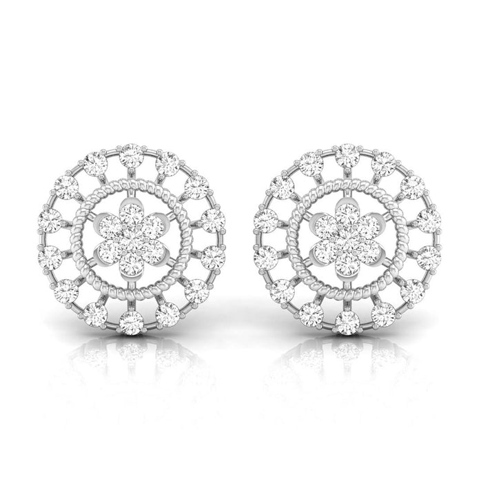 0.49Ct Flower Shape Round Lab-Grown Diamond Gold Stud Earrings