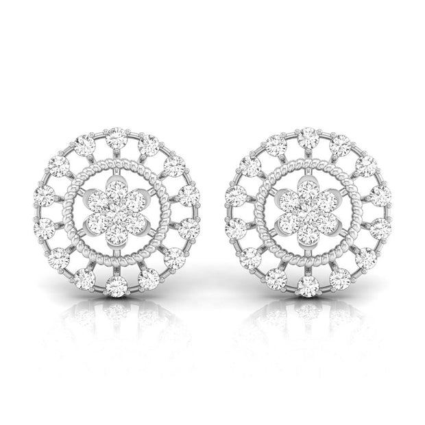 0.49Ct Flower Shape Round Lab-Grown Diamond Gold Stud Earrings