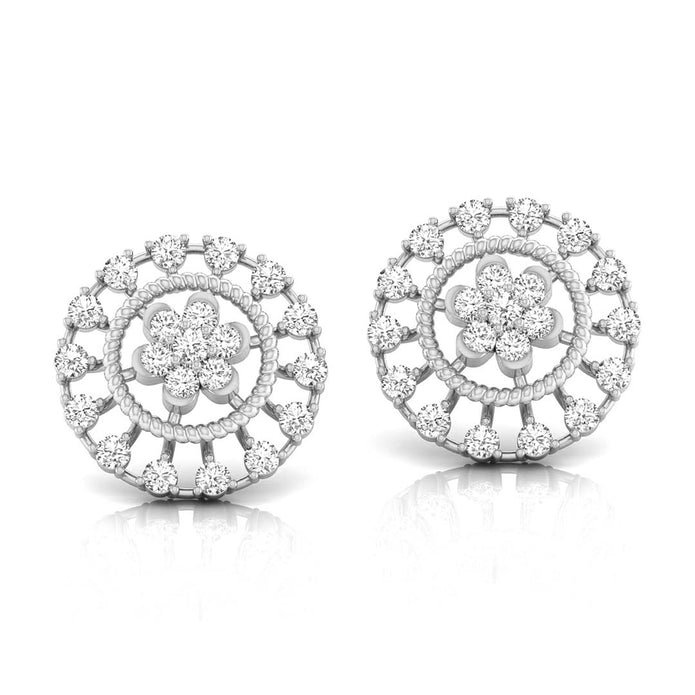 0.49Ct Flower Shape Round Lab-Grown Diamond Gold Stud Earrings