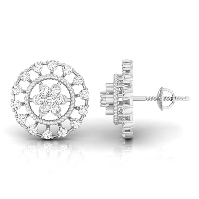 0.49Ct Flower Shape Round Lab-Grown Diamond Gold Stud Earrings