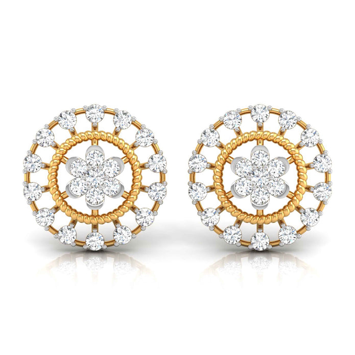 0.49Ct Flower Shape Round Lab-Grown Diamond Gold Stud Earrings