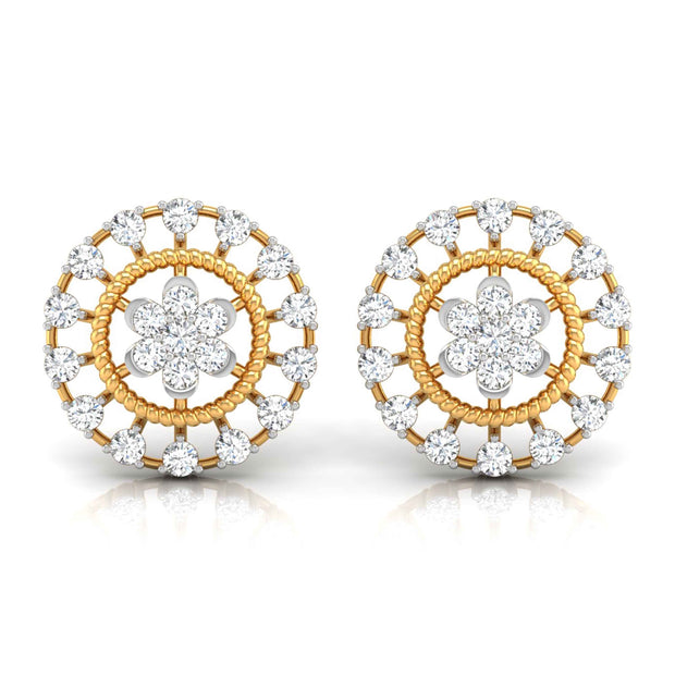 0.49Ct Flower Shape Round Lab-Grown Diamond Gold Stud Earrings