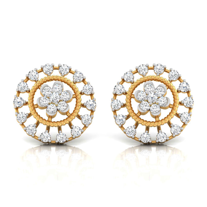 0.49Ct Flower Shape Round Lab-Grown Diamond Gold Stud Earrings