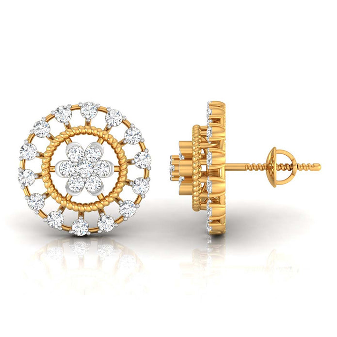 0.49Ct Flower Shape Round Lab-Grown Diamond Gold Stud Earrings