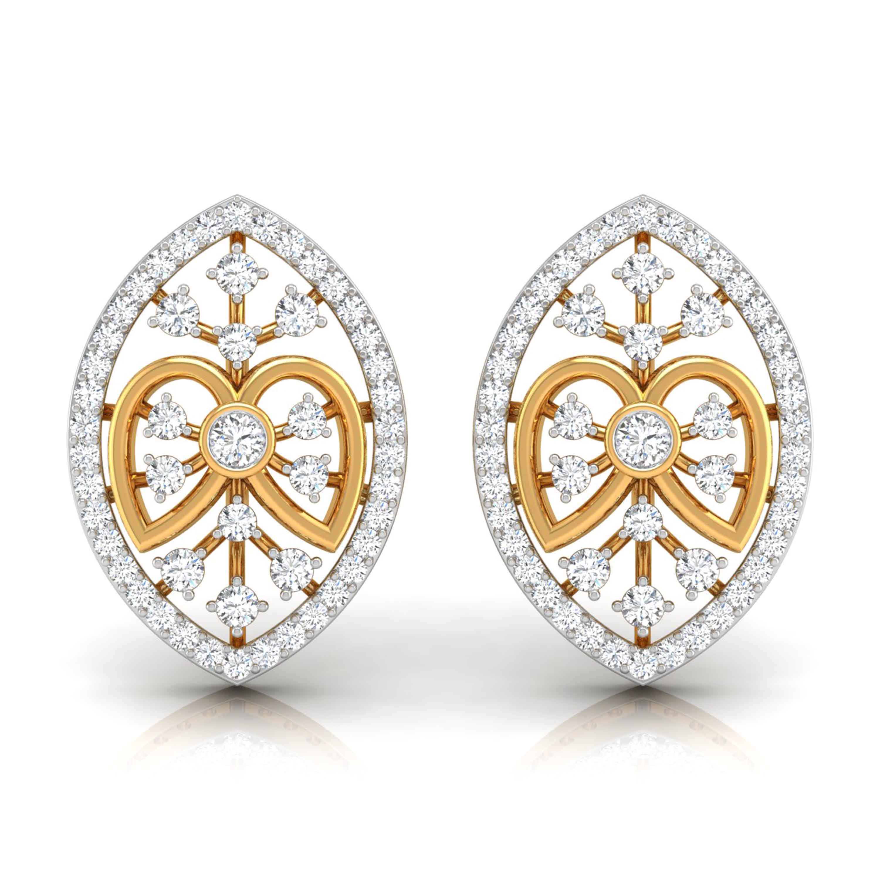 0.43Ct Round Bezel Lab-Grown Diamond Gold Stud Earrings