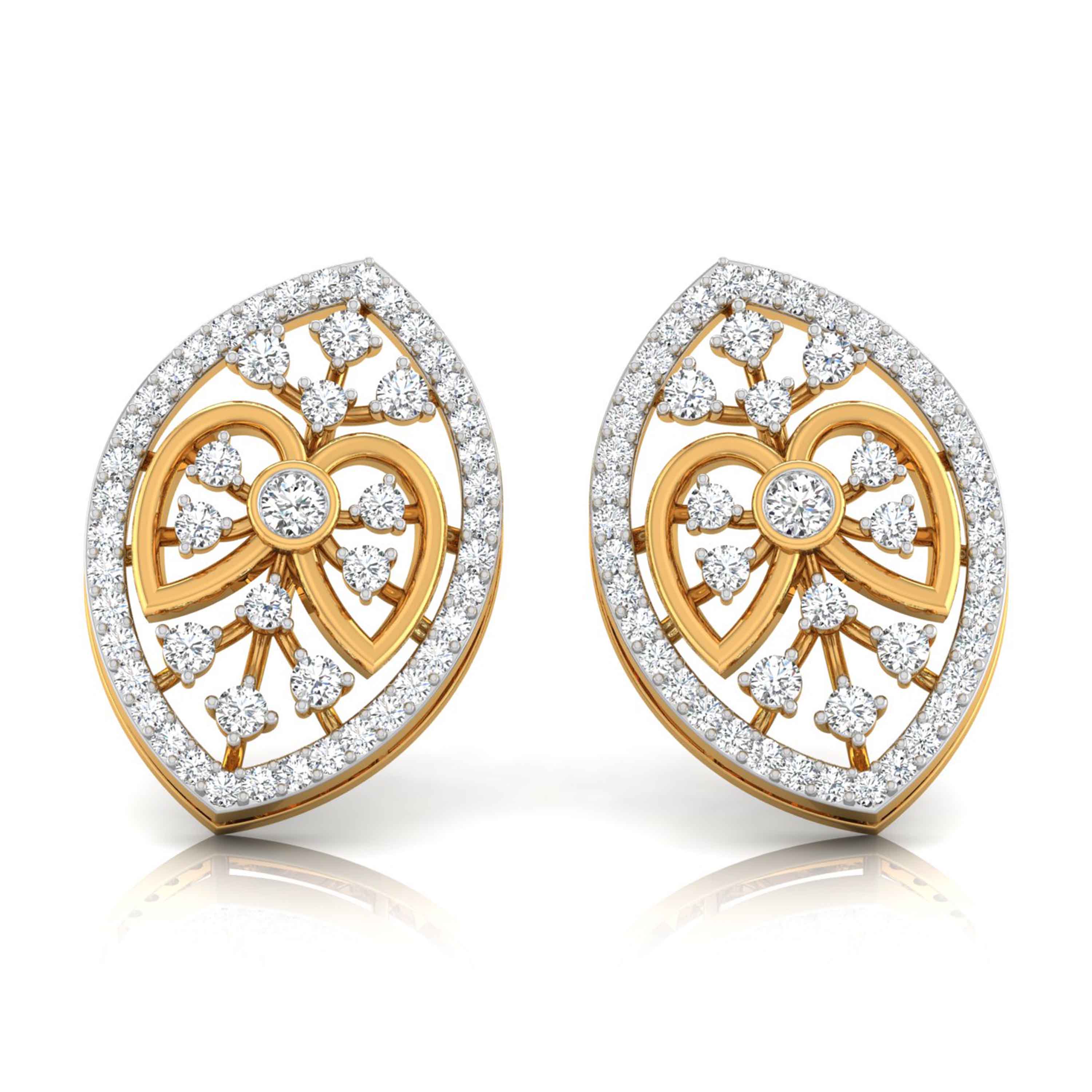 0.43Ct Round Bezel Lab-Grown Diamond Gold Stud Earrings