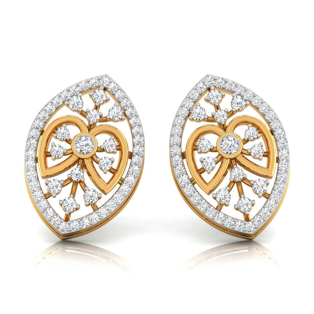 0.43Ct Round Bezel Lab-Grown Diamond Gold Stud Earrings