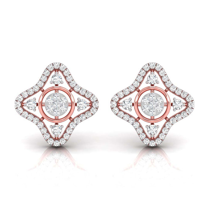 0.57Ct Star Shape Round Lab-Grown Diamond Gold Stud Earrings