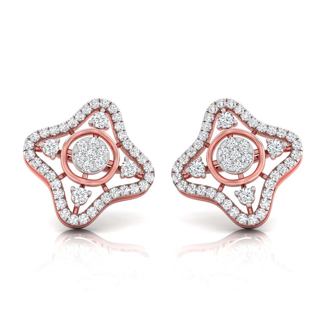 0.57Ct Star Shape Round Lab-Grown Diamond Gold Stud Earrings