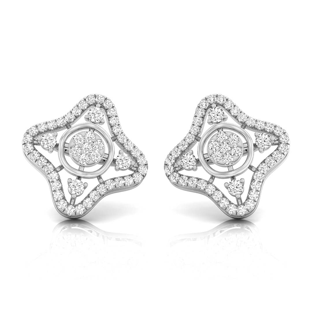 0.57Ct Star Shape Round Lab-Grown Diamond Gold Stud Earrings