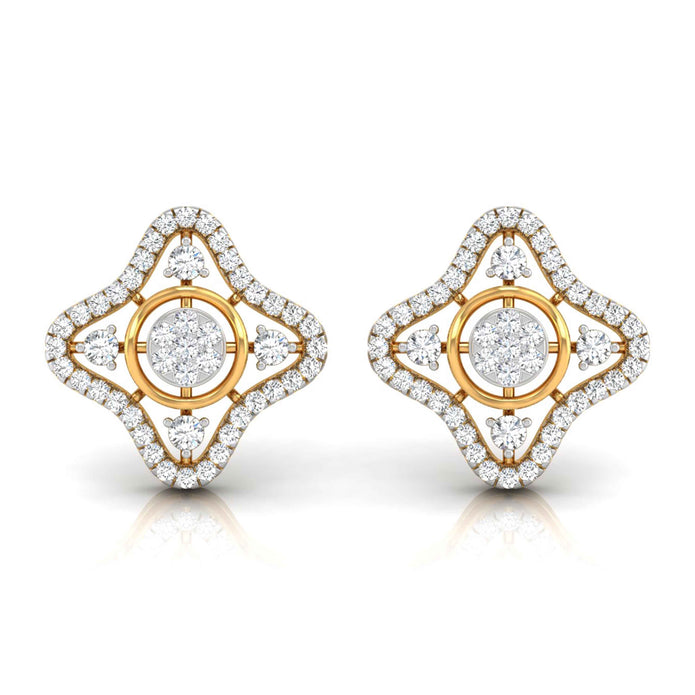 0.57Ct Star Shape Round Lab-Grown Diamond Gold Stud Earrings