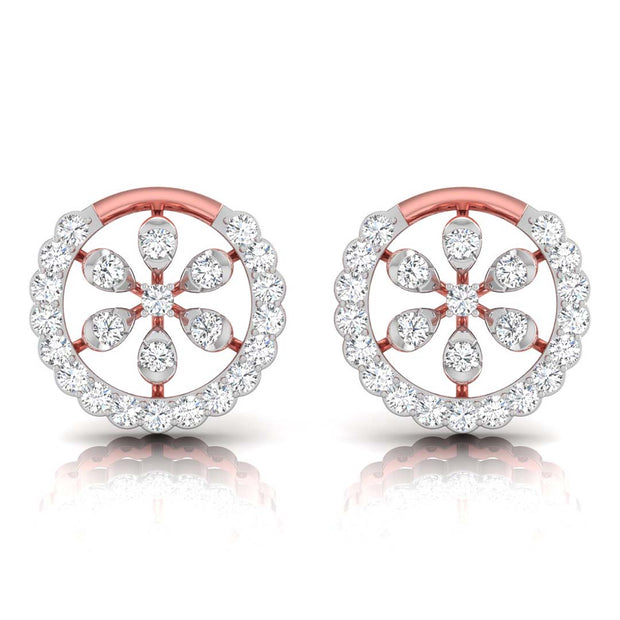 0.36Ct Floral Round Lab-Grown Diamond Gold Stud Earrings