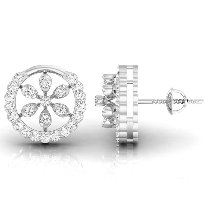 0.36Ct Floral Round Lab-Grown Diamond Gold Stud Earrings