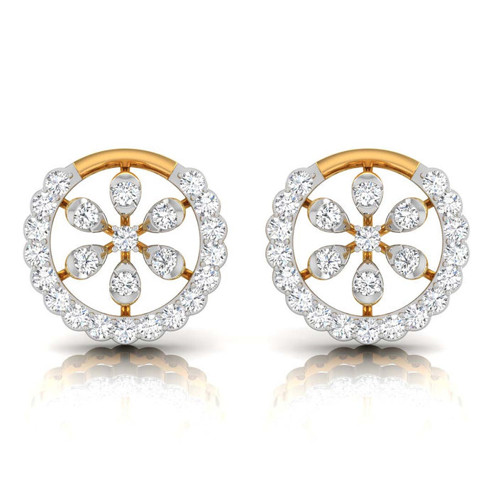 0.36Ct Floral Round Lab-Grown Diamond Gold Stud Earrings