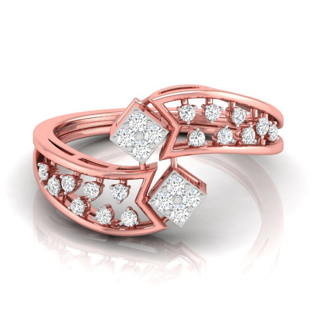 0.20Ct Round Cut Dual Square Shaped Lab-Grown Diamond Ring