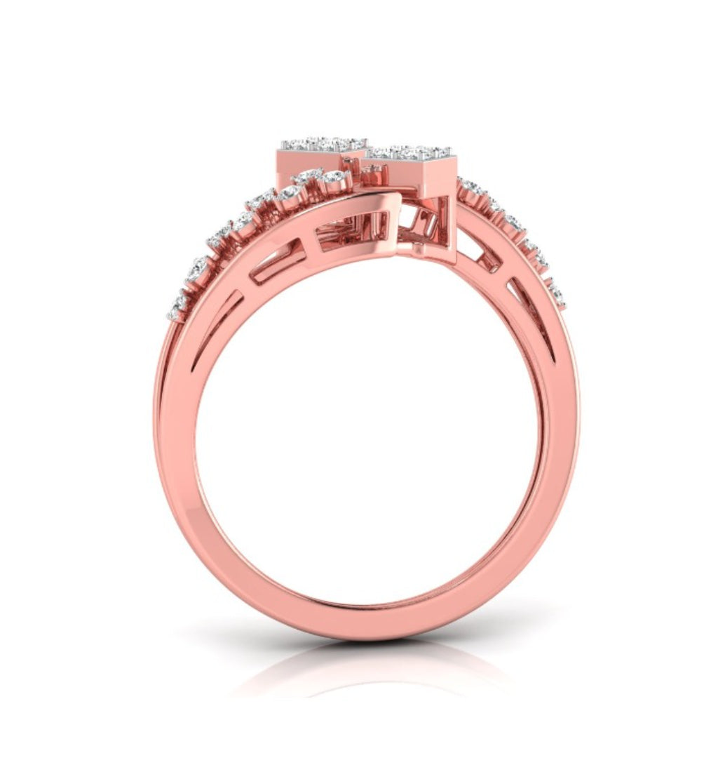 0.20Ct Round Cut Dual Square Shaped Lab-Grown Diamond Ring