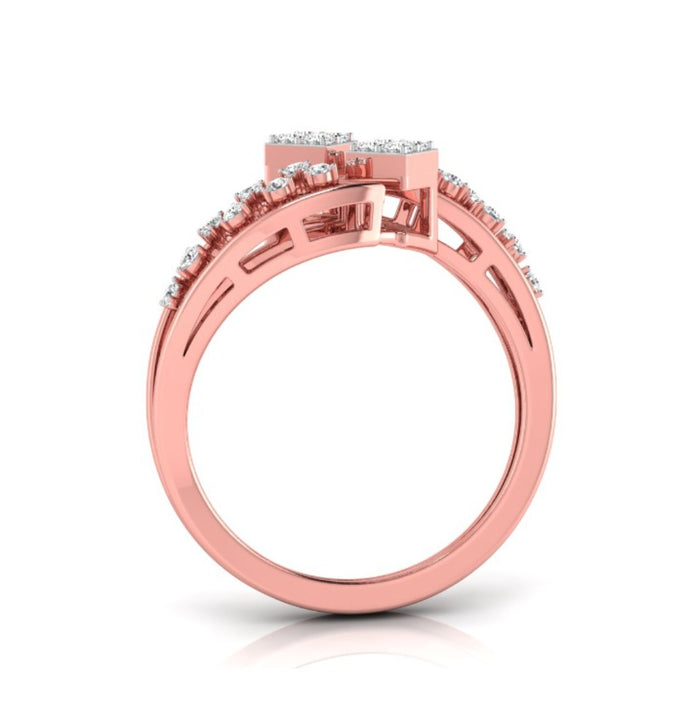 0.20Ct Round Cut Dual Square Shaped Lab-Grown Diamond Ring