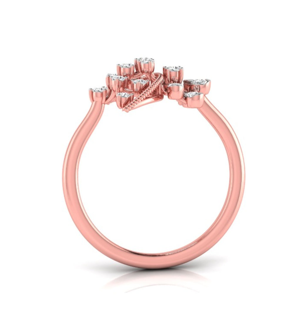 0.18Ct Round Cut Fan Shaped Design Lab-Grown Diamond Ring
