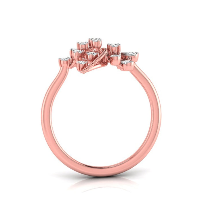 0.18Ct Round Cut Fan Shaped Design Lab-Grown Diamond Ring