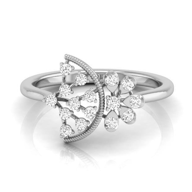 0.18Ct Round Cut Fan Shaped Design Lab-Grown Diamond Ring