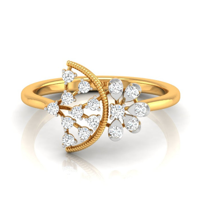 0.18Ct Round Cut Fan Shaped Design Lab-Grown Diamond Ring