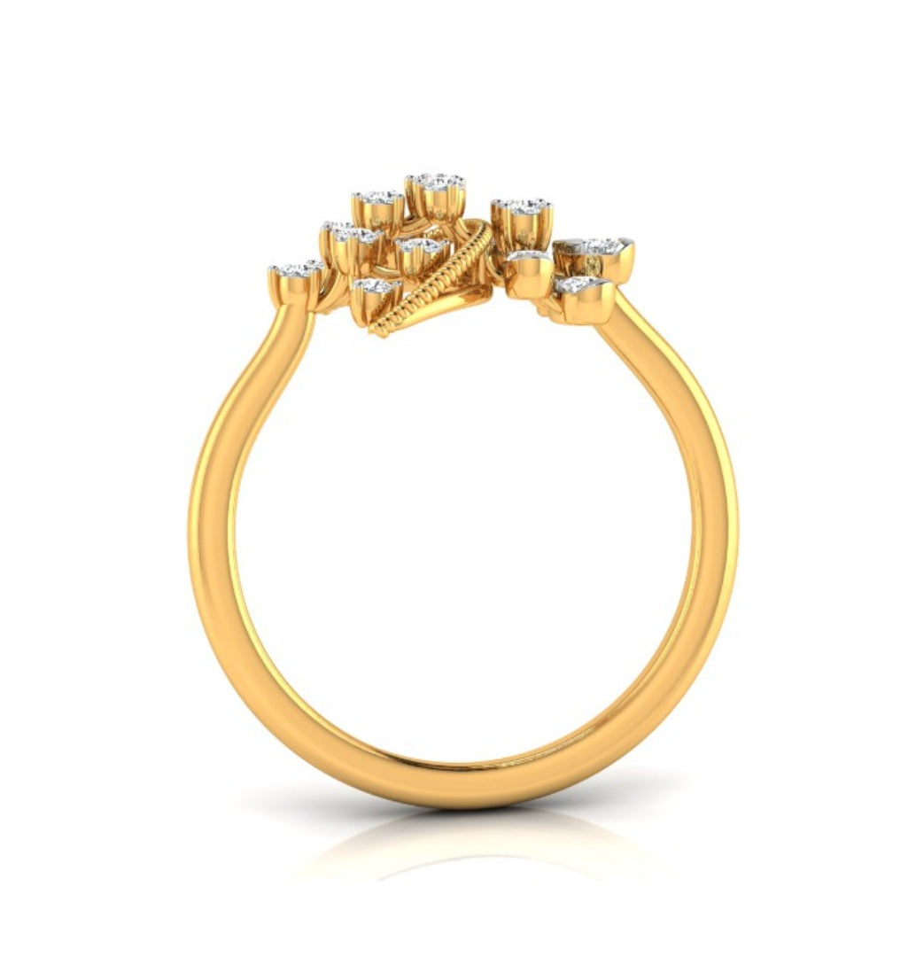 0.18Ct Round Cut Fan Shaped Design Lab-Grown Diamond Ring