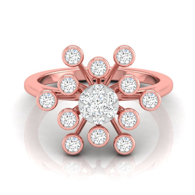 0.44Ct Starbrust Design Round Cut Lab-Grown Diamond Ring