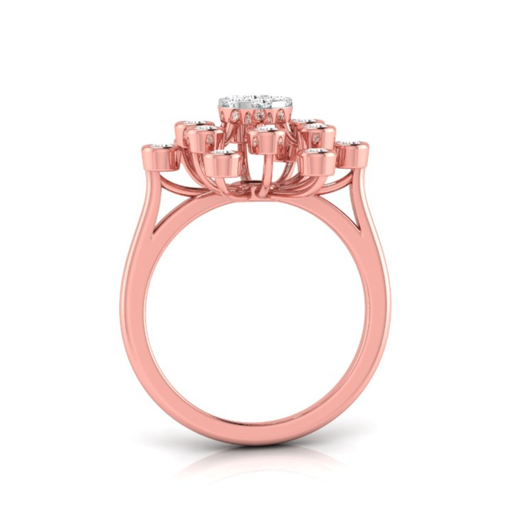 0.44Ct Starbrust Design Round Cut Lab-Grown Diamond Ring
