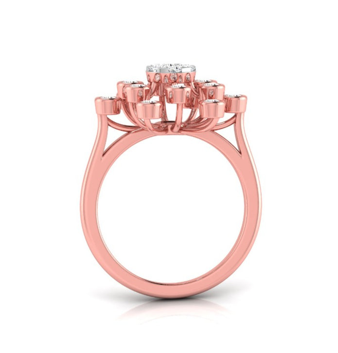 0.44Ct Starbrust Design Round Cut Lab-Grown Diamond Ring